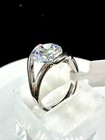 Silver Ring Solitaire 5 Carat  Cubic Zirconia Rhodium Sparkling Floating
