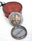 1895 Engraved  Antique Brass Nautical Compass With Sundial In Decorative Case