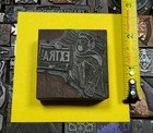 Antique Vtg Extra  Newspaper Boy Letterpress Print Type Ornament Cut Stamp Block