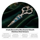 1928 Jewelry 3 Cats Decorative Blue Enamel Antiqued Sheath Cat Handle Stainle   