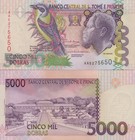 Sao Tome Principe 5000 Dobras 2004 P 65c Unc Aa Prefix 1 10 Bundle Lot 10 Pcs
