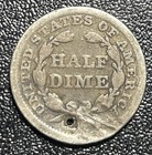 1852 Seated Liberty Half Dime H10c Holed Fine Details