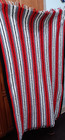 Vintage Diamond Stripe Red  Grey  White  Black Throw Blanket Afghan W fringe Evc