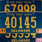 Delaware License Plates - Yellow On Blue Flat License Plate Tags Random  