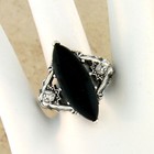 Mermaid Ring Victorian Style Simulated Black Onyx 925 Sterling Silver       579x