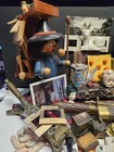 Antique Vintage Huge Junk Drawer Lot Figurines Coins Ceramic Wind Up  Ect Ect