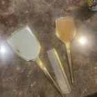 Vintage Victorian Style Floral Vanity Hand Mirror  Comb And Brush 3 Pc Set