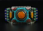 Exquisite Noble Tibet Silver Copper Inlay Natural Turquoise Flower Bracelet