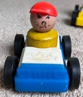 Vintage Fisher Price Little People   Cars Wooden Wheels And Bodies Plus More