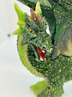 Emerald Green Glittery Dragon Resin Figurine 5 5    Tall Padded Feet With Box