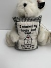 Boyds Bear Collection Teddy Bear Plush Dusty Room Bow   Pillow Nwt 5 5  White