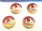 6 Vintage Japanese Cherub   Sitting Lady Carnelian Resin 18mm  Round Cameos L481
