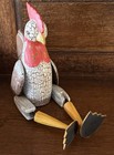 Vintage Hand-painted Hinged   Jointed Wooden Folk Art Rooster Shelf Sitter