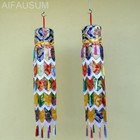 A Pair Buddhism Tibetan Dhvaja Patch Tube Hang Banner Auspicious Prayer Flag