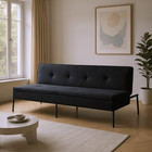 Gewnee Black Polyester 63  Convertible Futon Sofa Bed With Adjustable Backrest