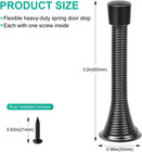 6 Pack Black Spring Door Stops  3-1 4  Heavy Duty Wall Mount Door Stoppers  Flex
