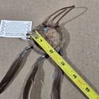Authentic Navajo Dream Catcher Handcrafted Grey Beads Feathers 2  Diameter