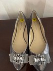Adrienne Vittadini Size 9 Silver With Bow   Jewel Toe Shoes