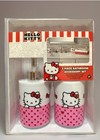 New Hello Kitty 3pc Bathroom Accessory Set Toothbrush Cup soap Pump storage Bin