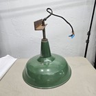 Vtg Benjamin Porcelain Outside 18  Barn Shop Light Enamel Gas Station Lamp Wired