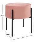 Safavieh Home Lisbon Glam Velvet Round Ottoman Dusty Rose black