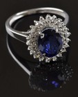 2 56 Ct Oval Cut Natural Sapphire Diamond Engagement Ring 14k White Gold Size 8