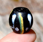 Antique Venetian Black Lampwork Italian Ghost Bead Floral Designs African Trade 