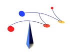 Blue Red Yellow Orange Standing Mobile Kinetic Sculpture Art