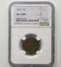 1872 2c Two Cent Piece Ngc Ag 3 Nice Original Coin Key Date Very Low Mintage
