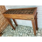 Indian Wooden Entry Console Table Hand Carved In Solid Wood With Brass Fitted
