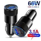 66w Usb Car Charger Type C Fast Charging     Dual Port Pd Phone Adapter