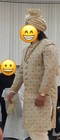 Mens Sherwani Asian Pakistani Indian Wedding -  Full Suit Cream   Gold Rrp   2000
