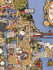 1930s    a Map Of Chicago   s Gangland    Vintage Style Pictorial Map - 16x20