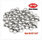 3 8 -5 8  Stainless Steel Adjustable Drive Hose Fuel Clamp Line Worm Clip X50pcs