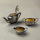 Antique Silver Miniature Tea Set Saunders   Shepherd Sterling English