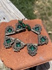 Art Deco Necklace Czech Green Glass Filagree Stunning Necklace Estate Find