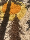 Vtg 1970s Latch Hook Sunset Forest Tapestry Mid-century Modern Wool Wall Hanging