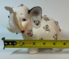 Vintage Napco Porcelain Elephant Coin Bank Pink Flower Accents Japan 6   