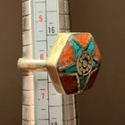 Extremely Rare Ancient Roman Bronze Ring Multicolor Stone Old Antique Artifact