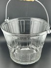 Anchor Hocking Glass Ice Bucket Pail  Basket With Wood Handle 60 s Vintage