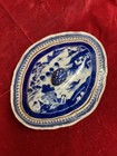 18th C Chinese Export 9    Large Blue   White Oval Covered Butter Dish Qianlong