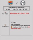 Bts  wings  2nd Album Cd 96p Photo Book polaroid Photo Card gift Official Sealed