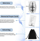 Set Of 6 Silver Keepsake Urns For Ashes With Memorial Cards And Velvet Bag