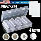 60pcs Coin Capsules Holder 41mm For Silver Or Copper Rounds With Storage Box