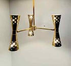    mid Century Modern Chandelier Brass Diabolo Pendant Light 3-light Vintage Mcm