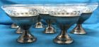 Set Of 8 Sterling Silver   Etched 2-pc Screw-in Glass Ice Cream Cups Unbranded