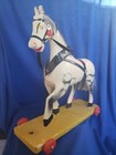 8 5  Antique Wooden Pull Toy Play Horse On Platform W Wheels 1950s Germany Putz