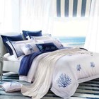 2025 Royal Luxury White Egyptian Cotton Hotel Duvet Cover Set Chic Blue Coral