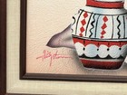 Vintage Mexican Folk Art Painting     Woman With Pottery  Signed  Framed