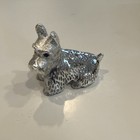 Vintage Christofle Lumiere Silver Plate Terrier Dog With Onyx Eyes